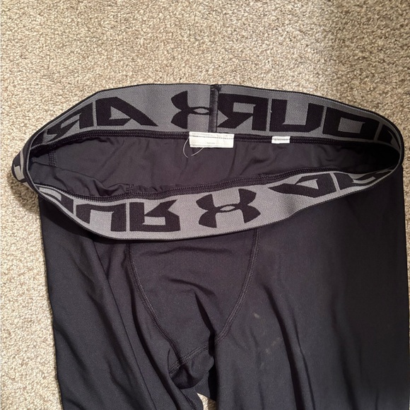 Under Armour Men's Soccer Black Compression Tights with Logo Waistband - Picture 4 of 6